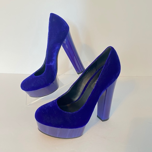 Rachel Zoe Leila New velvet indigo purple platform high heel size 6 - Picture 6 of 7